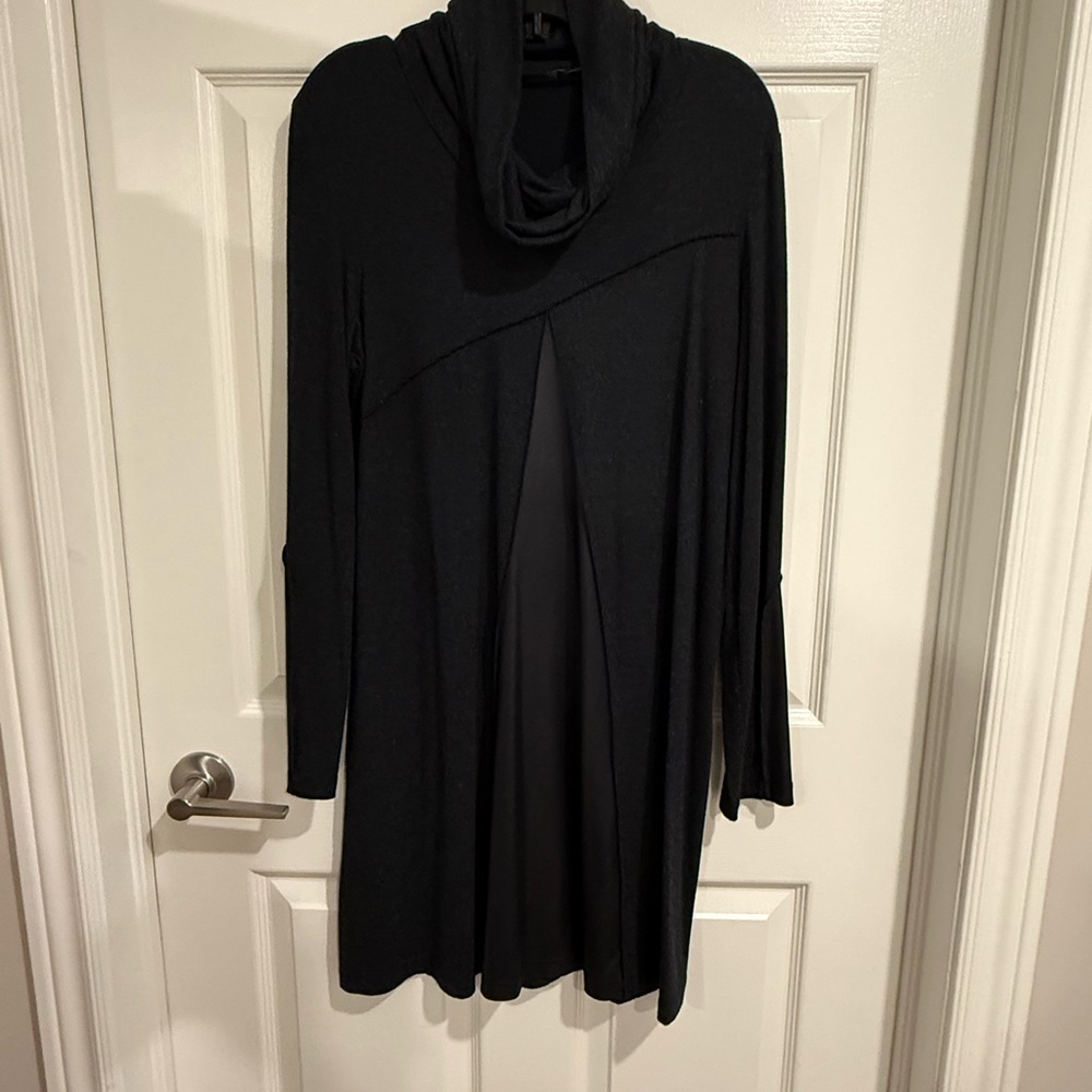 Lauren Vidal Black Long Sleeve Cowl Neck Dress